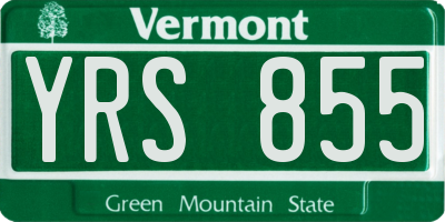 VT license plate YRS855