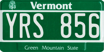 VT license plate YRS856
