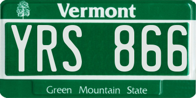 VT license plate YRS866
