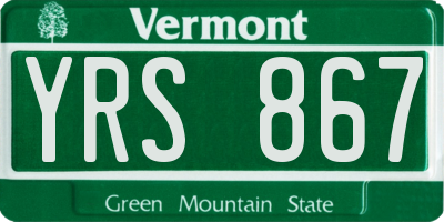 VT license plate YRS867