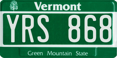VT license plate YRS868