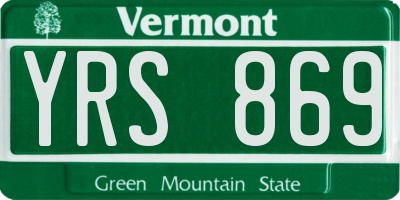 VT license plate YRS869