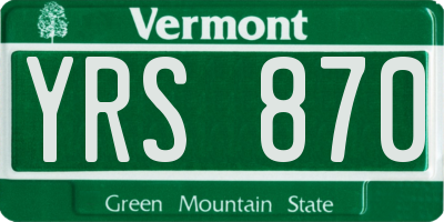 VT license plate YRS870