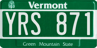 VT license plate YRS871