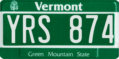 VT license plate YRS874