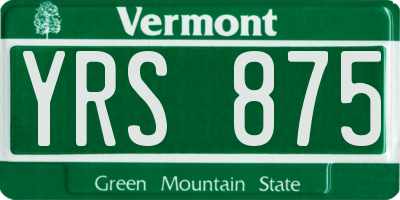 VT license plate YRS875