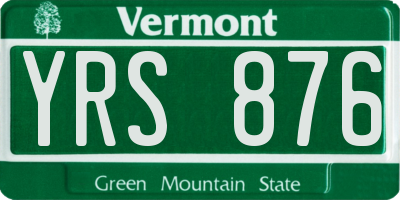 VT license plate YRS876