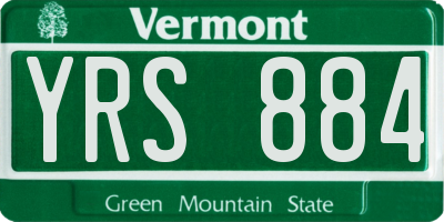 VT license plate YRS884