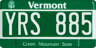 VT license plate YRS885