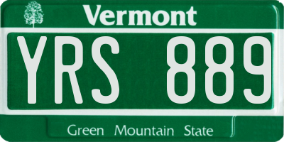 VT license plate YRS889
