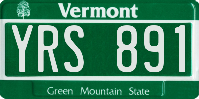 VT license plate YRS891