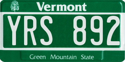VT license plate YRS892