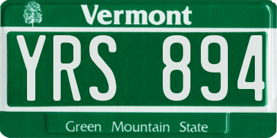 VT license plate YRS894