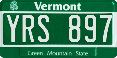 VT license plate YRS897