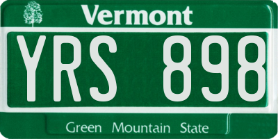 VT license plate YRS898