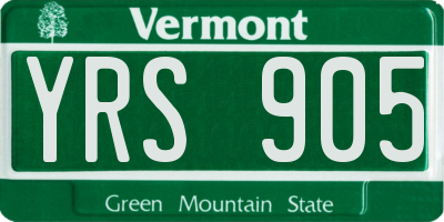 VT license plate YRS905