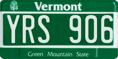 VT license plate YRS906