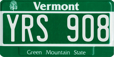 VT license plate YRS908