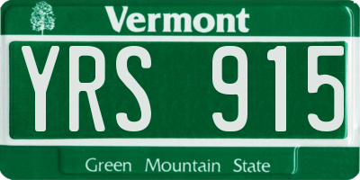 VT license plate YRS915