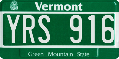 VT license plate YRS916