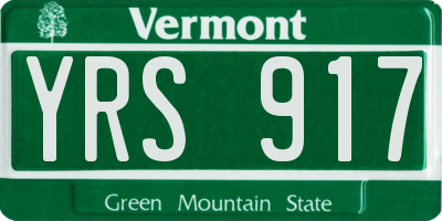 VT license plate YRS917