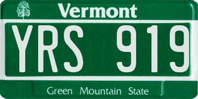 VT license plate YRS919