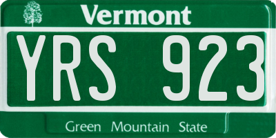 VT license plate YRS923