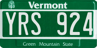 VT license plate YRS924