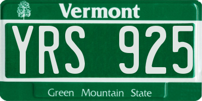 VT license plate YRS925