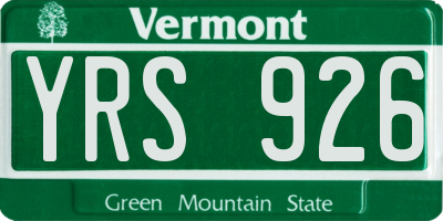 VT license plate YRS926