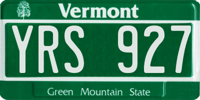 VT license plate YRS927
