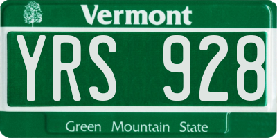 VT license plate YRS928