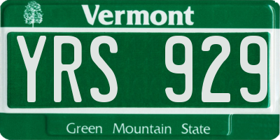VT license plate YRS929