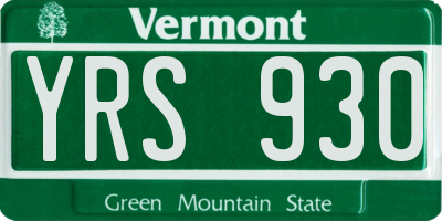 VT license plate YRS930
