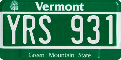 VT license plate YRS931