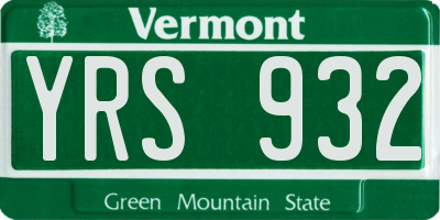 VT license plate YRS932