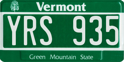 VT license plate YRS935