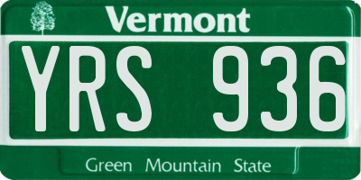 VT license plate YRS936