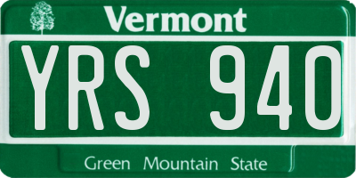 VT license plate YRS940