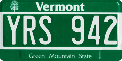 VT license plate YRS942