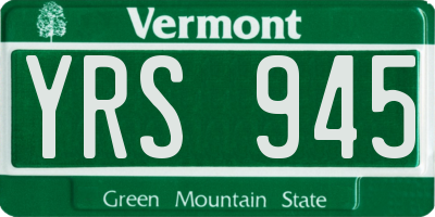 VT license plate YRS945