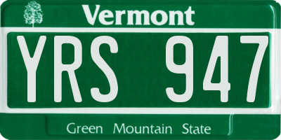 VT license plate YRS947