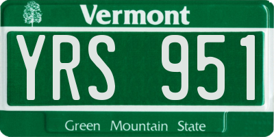 VT license plate YRS951