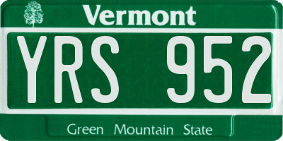 VT license plate YRS952