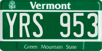 VT license plate YRS953