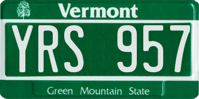 VT license plate YRS957