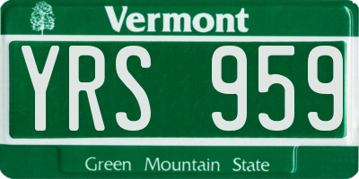 VT license plate YRS959