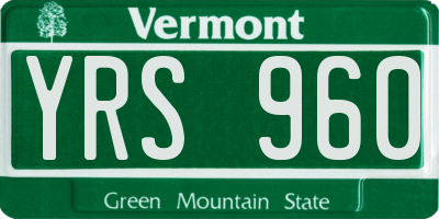 VT license plate YRS960