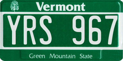 VT license plate YRS967