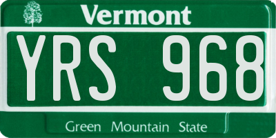 VT license plate YRS968